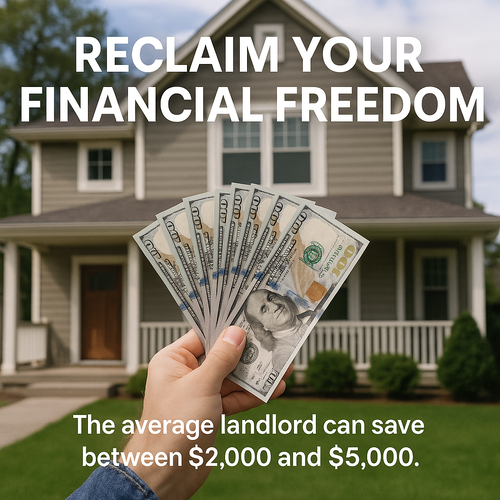 photographic I need a square image that says Reclaim Your Financial FreedomShow a picture of a property with someone holding money Also say The averag-1